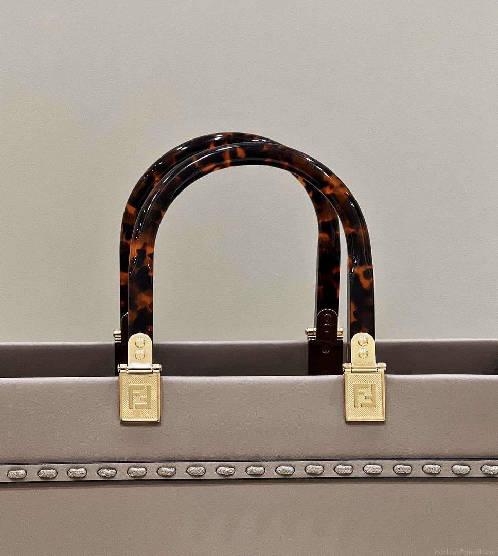 Fendi 8BH386 Sunshine Medium Tote Gray Leather and elaphe shopper bag