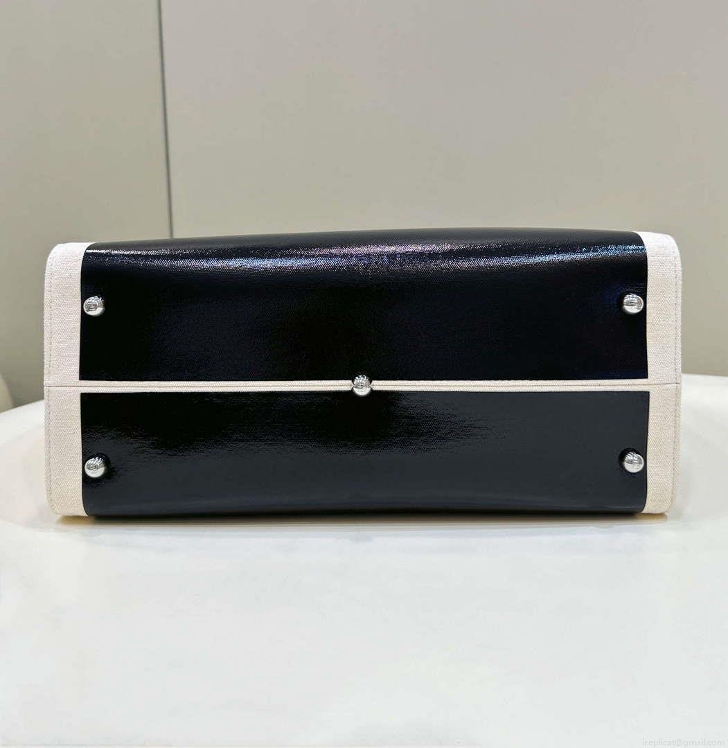Fendi 8BH386 Fendi Sunshine Medium Blak and white leather shopper
