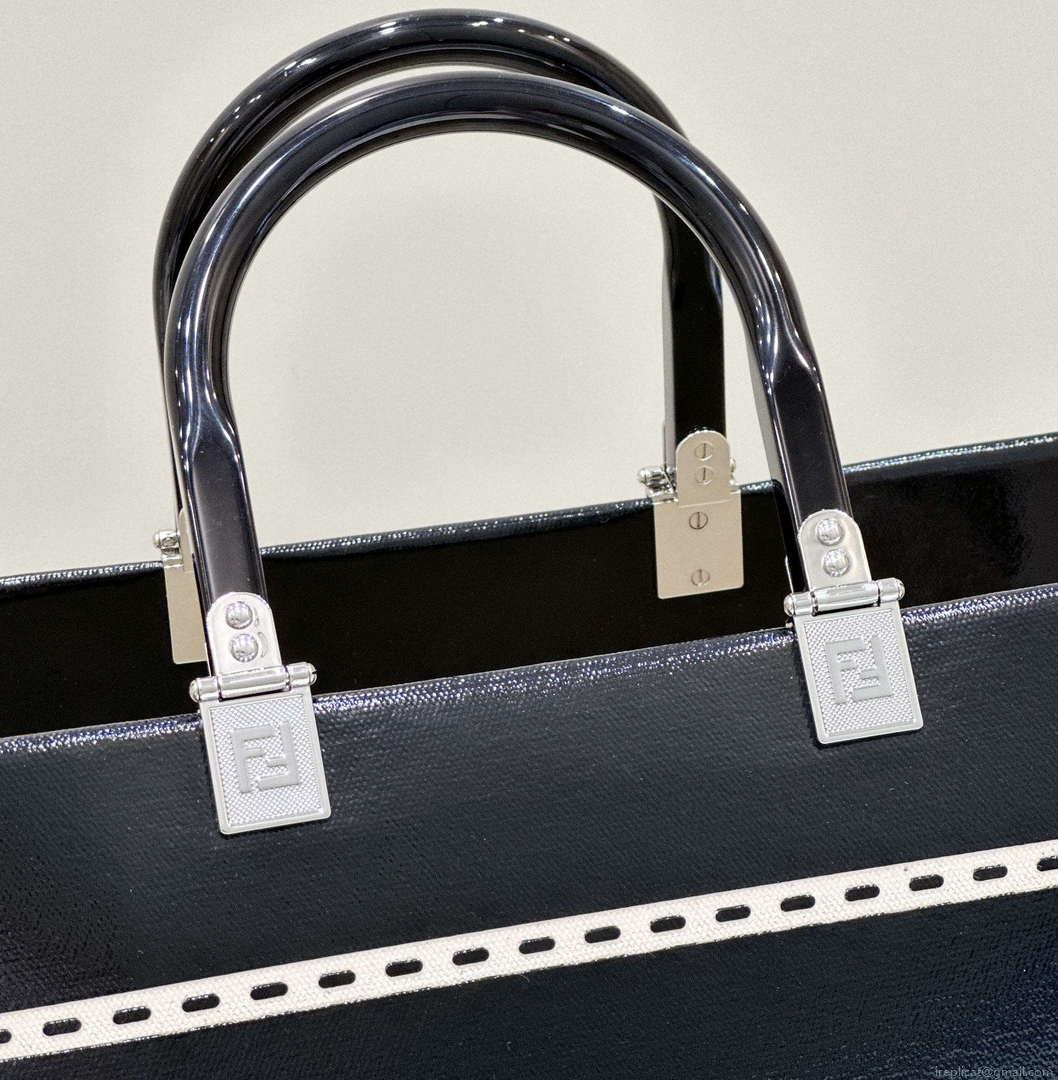 Fendi 8BH386 Fendi Sunshine Medium Blak and white leather shopper