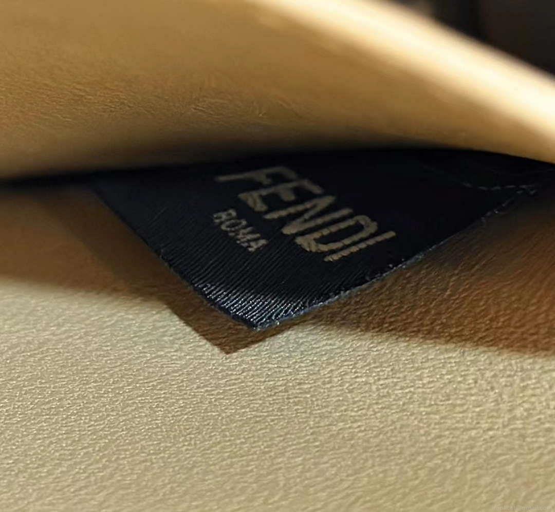 Fendi 8BN327 Peekaboo ISeeU Small Apricot interlace leather bag 80138M