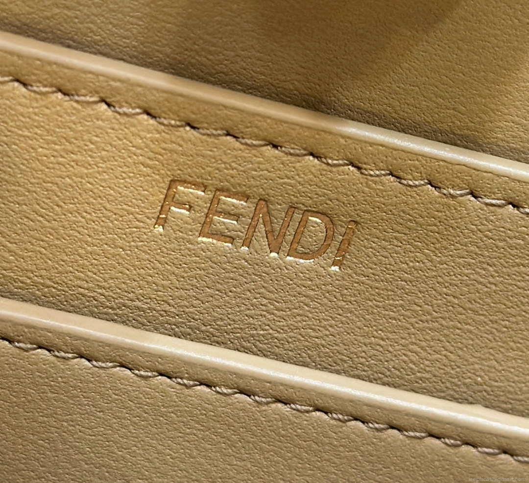 Fendi 8BN327 Peekaboo ISeeU Small Apricot interlace leather bag 80138M
