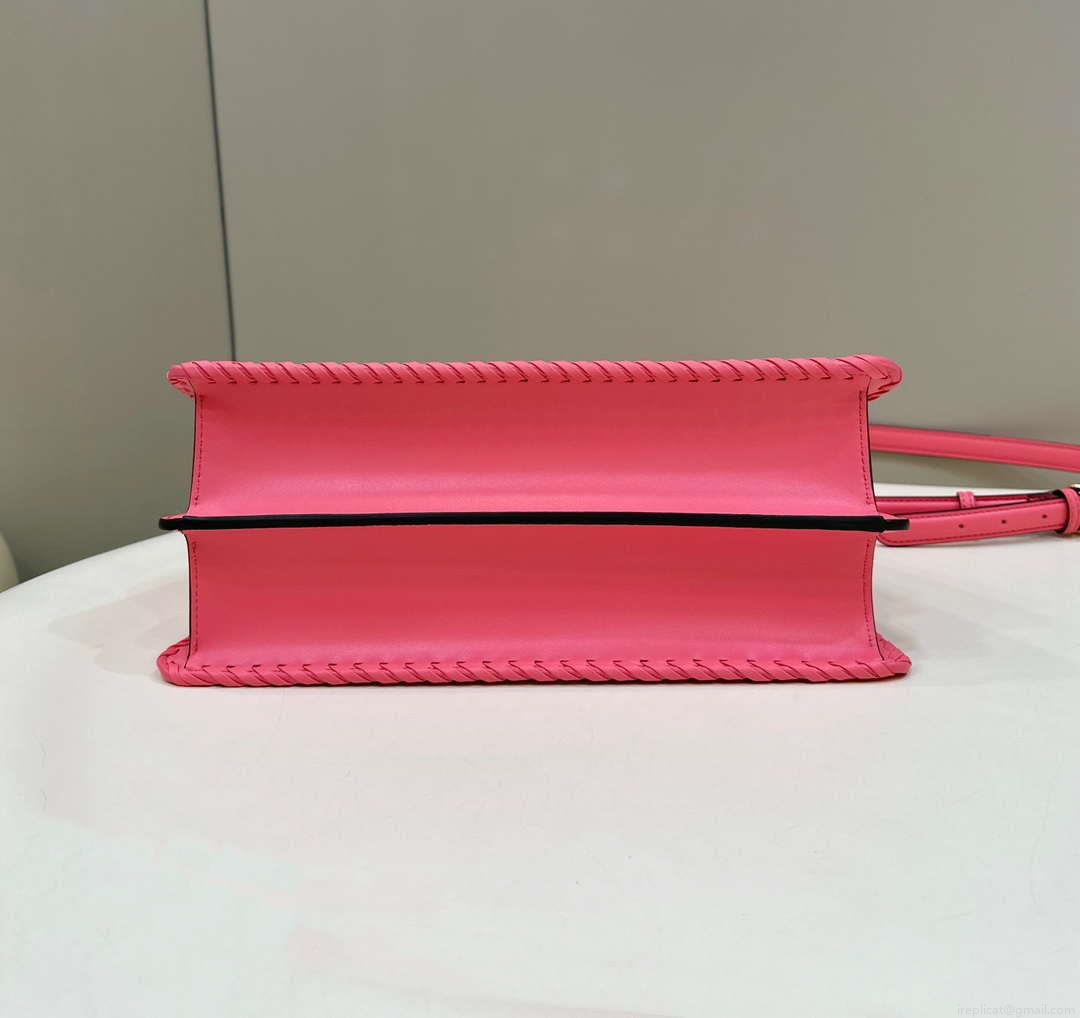 Fendi 8BN321 Peekaboo ISeeU Medium Pink interlace leather bag 80138L