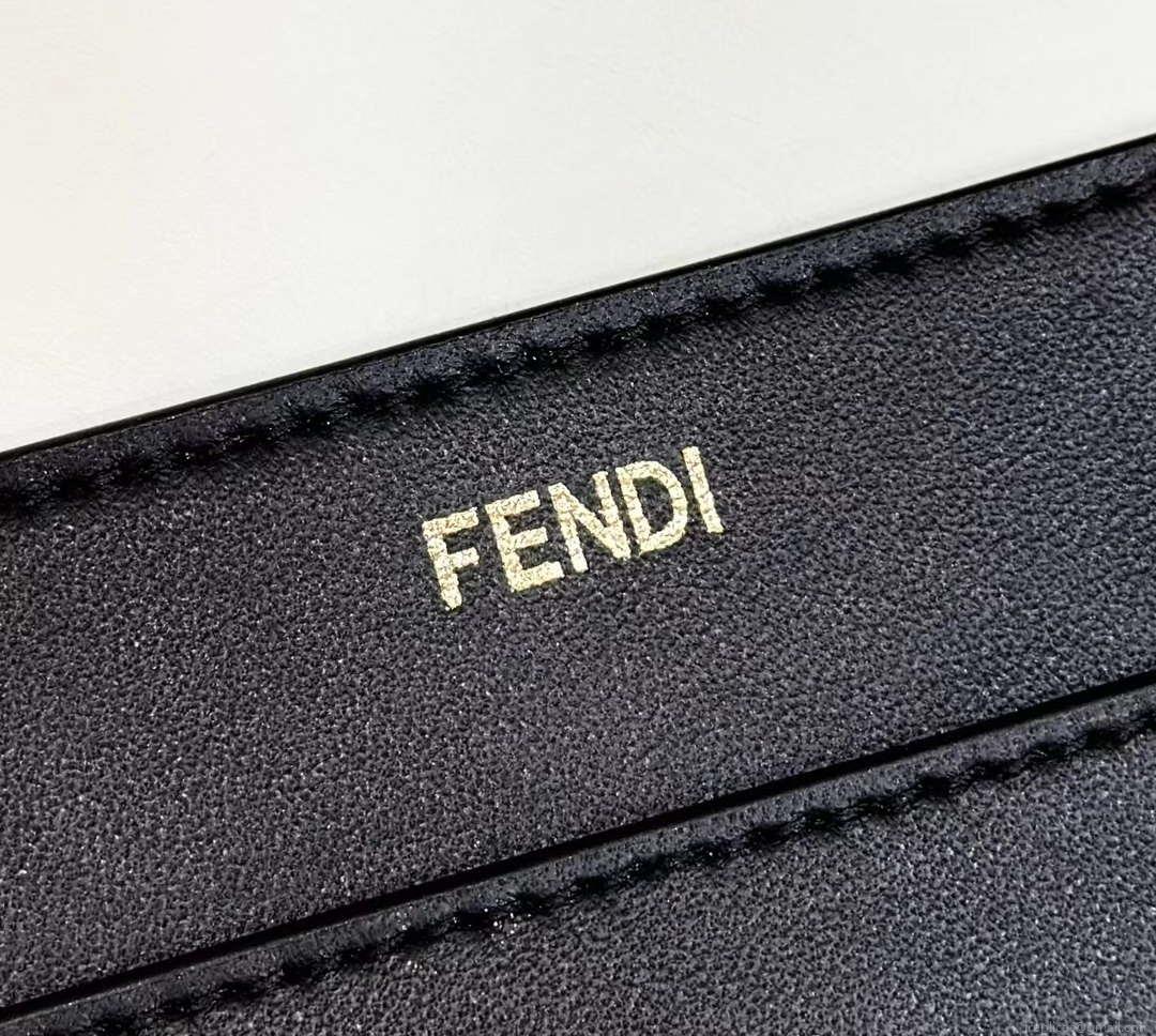 Fendi 8BN321 Peekaboo ISeeU Medium Black interlace leather bag 80138L