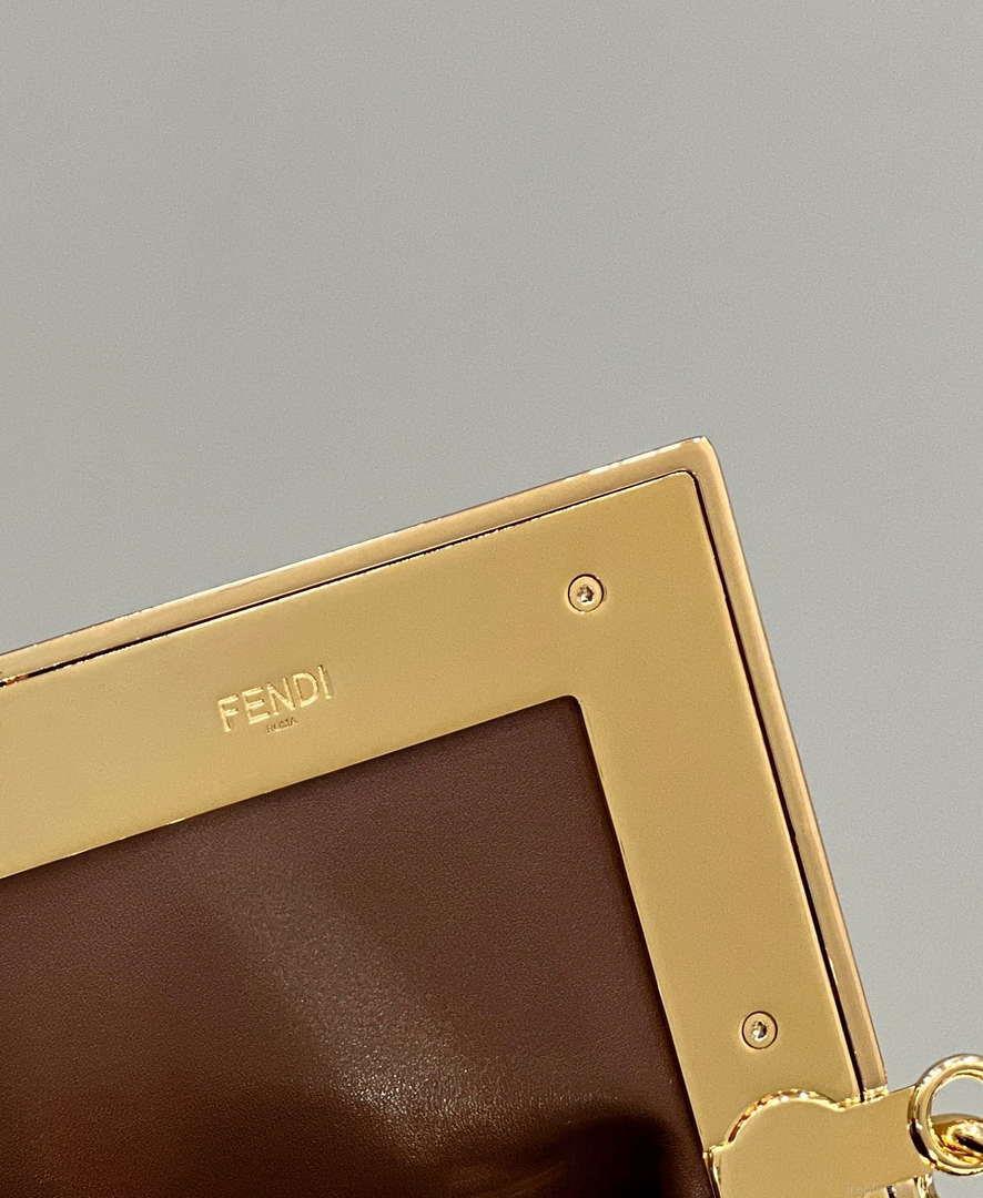 Fendi 8BP127 FENDI FIRST Medium Brown Crocodile leather bag