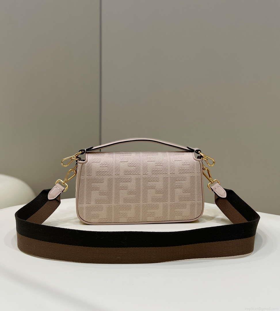 Fendi 8BR600 Baguette Medium Pink bag with FF embroidery