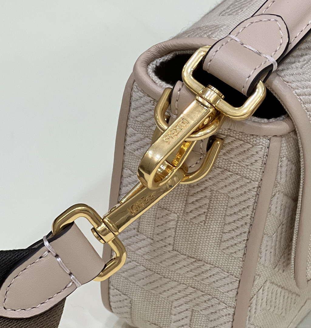 Fendi 8BR600 Baguette Medium Pink bag with FF embroidery