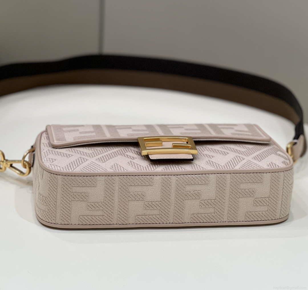 Fendi 8BR600 Baguette Medium Pink bag with FF embroidery