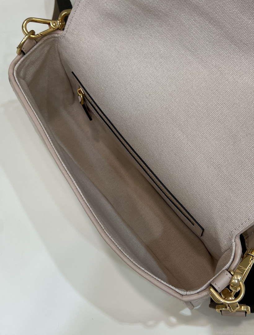 Fendi 8BR600 Baguette Medium Pink bag with FF embroidery