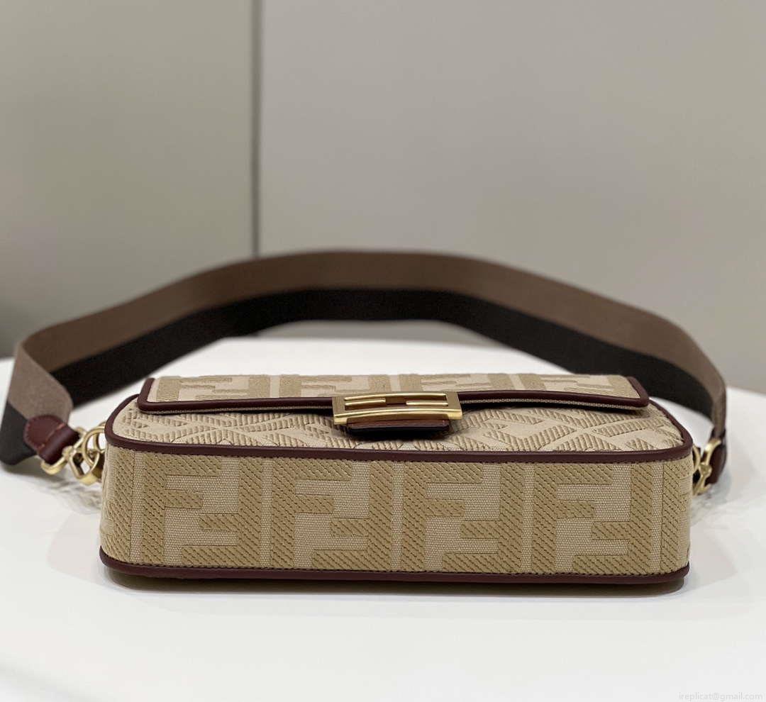 Fendi 8BR600 Baguette Medium Apricot bag with FF embroidery
