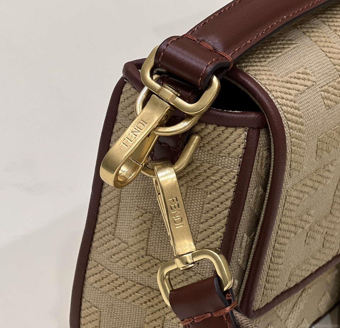 Fendi 8BR600 Baguette Medium Apricot bag with FF embroidery