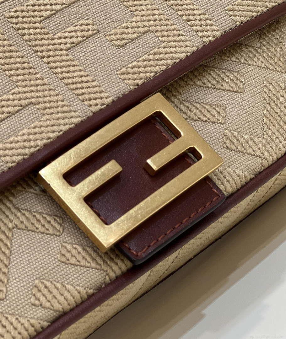 Fendi 8BR600 Baguette Medium Apricot bag with FF embroidery