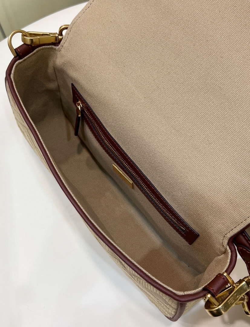 Fendi 8BR600 Baguette Medium Apricot bag with FF embroidery