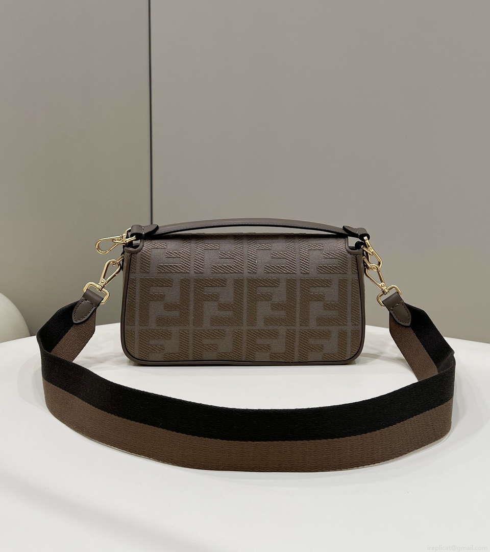 Fendi 8BR600 Baguette Medium Brown bag with FF embroidery