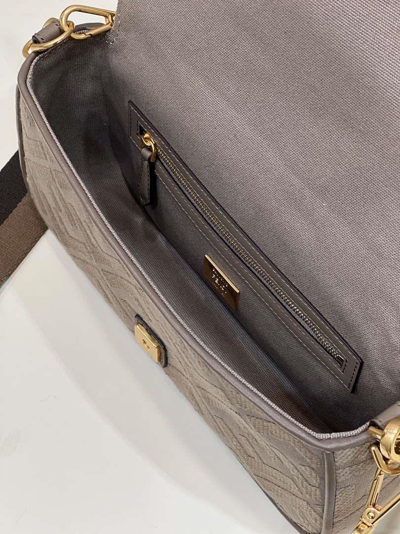 Fendi 8BR600 Baguette Medium Brown bag with FF embroidery