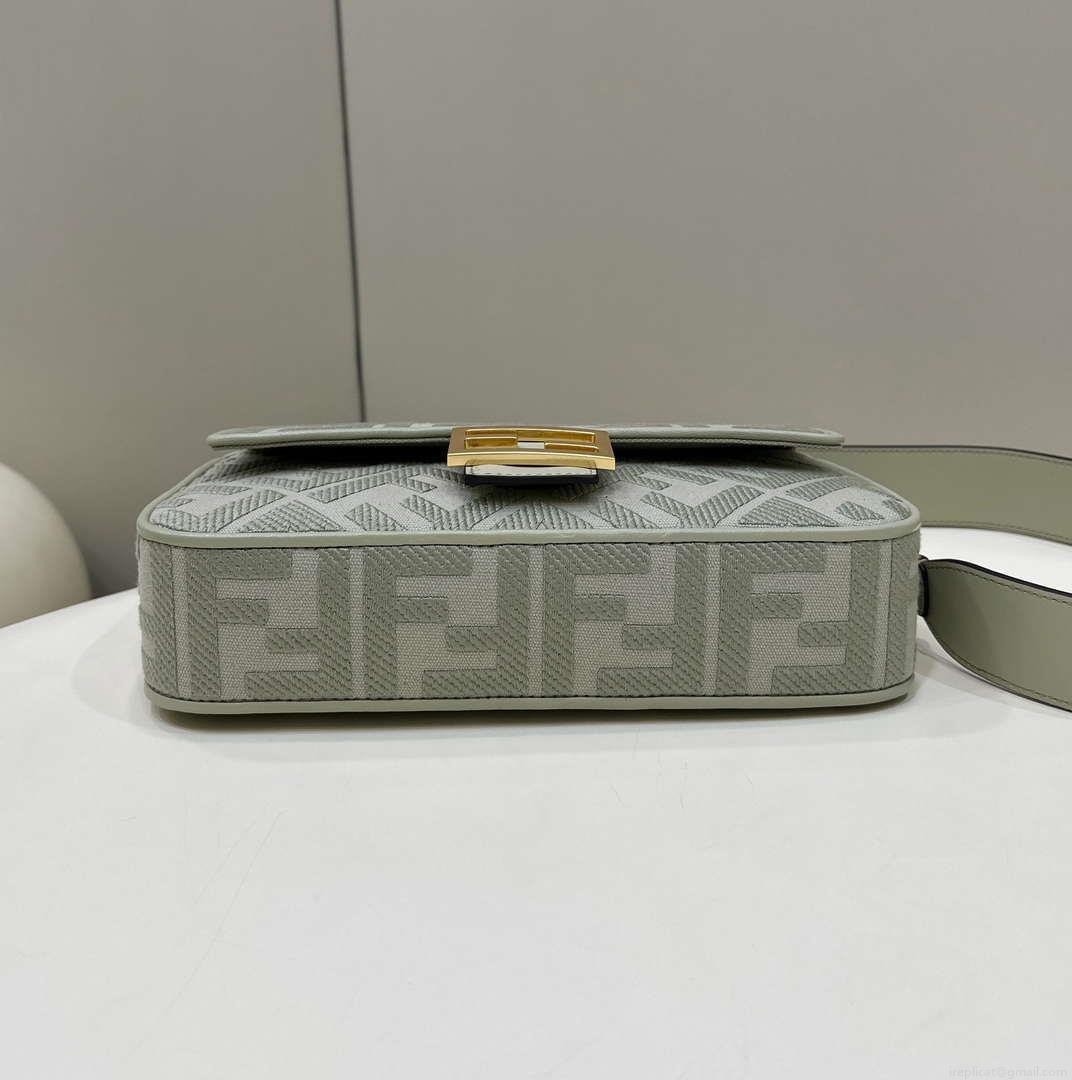 Fendi 8BR600 Baguette Medium bag with FF embroidery Light green 0159A