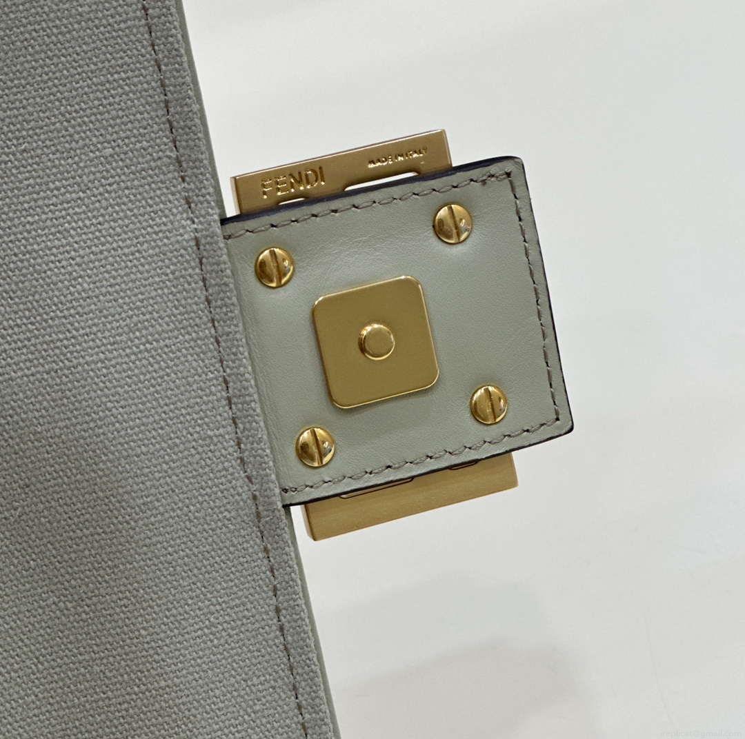 Fendi 8BR600 Baguette Medium bag with FF embroidery Light green 0159A