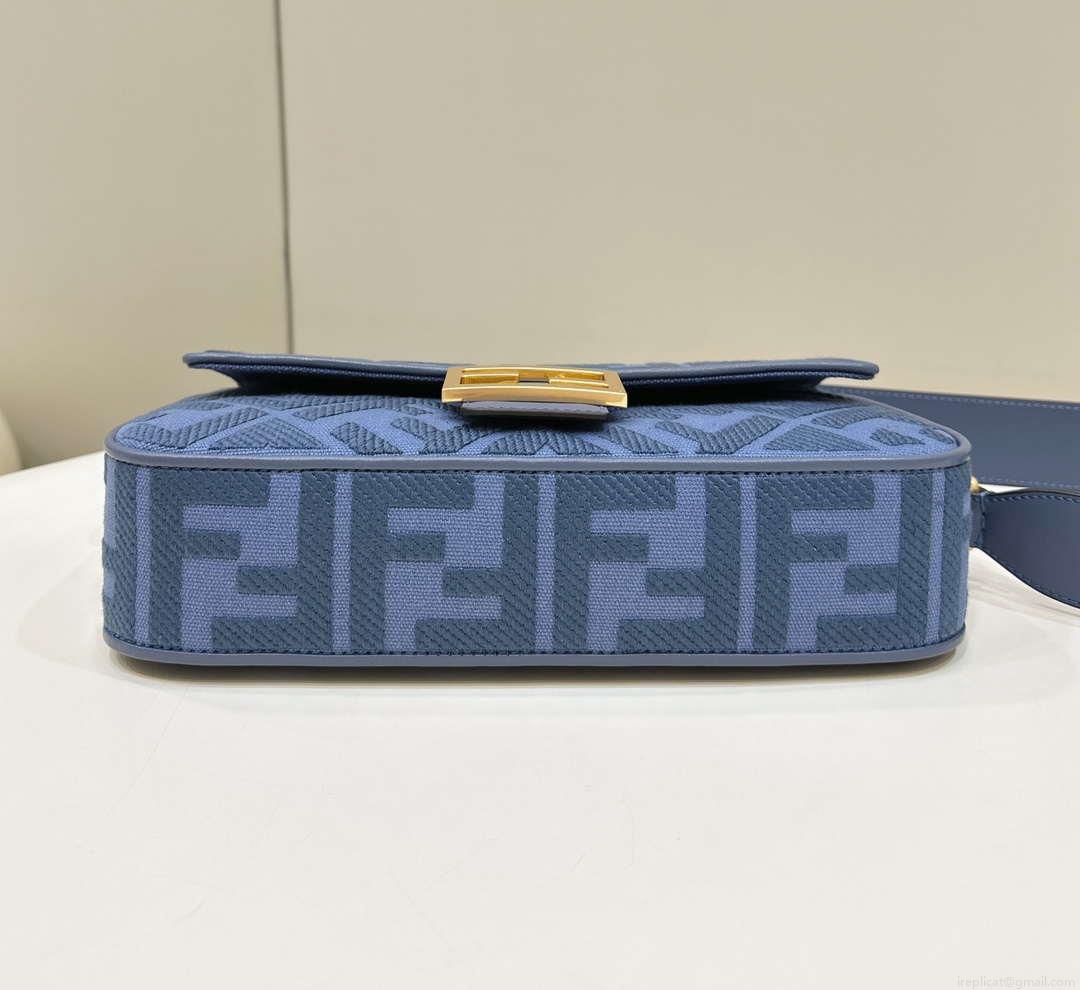 Fendi 8BR600 Baguette Medium bag with FF embroidery Sky Blue 0159A