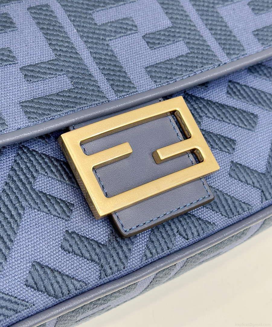 Fendi 8BR600 Baguette Medium bag with FF embroidery Sky Blue 0159A