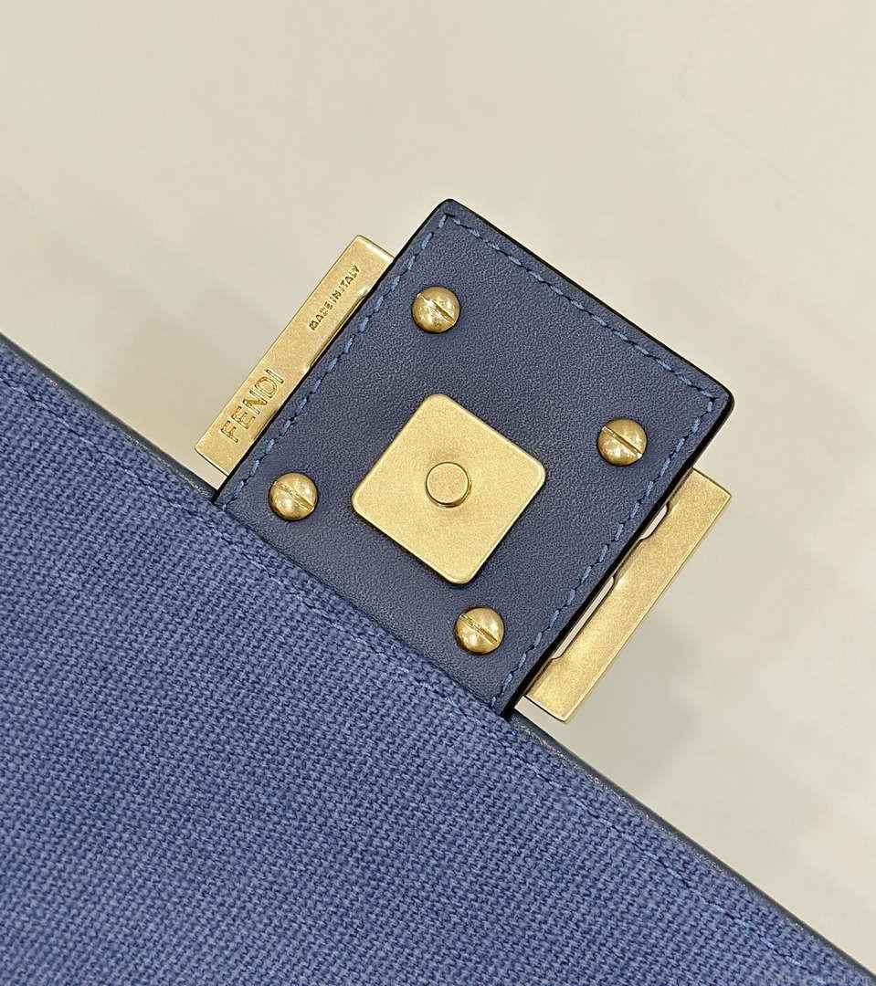 Fendi 8BR600 Baguette Medium bag with FF embroidery Sky Blue 0159A