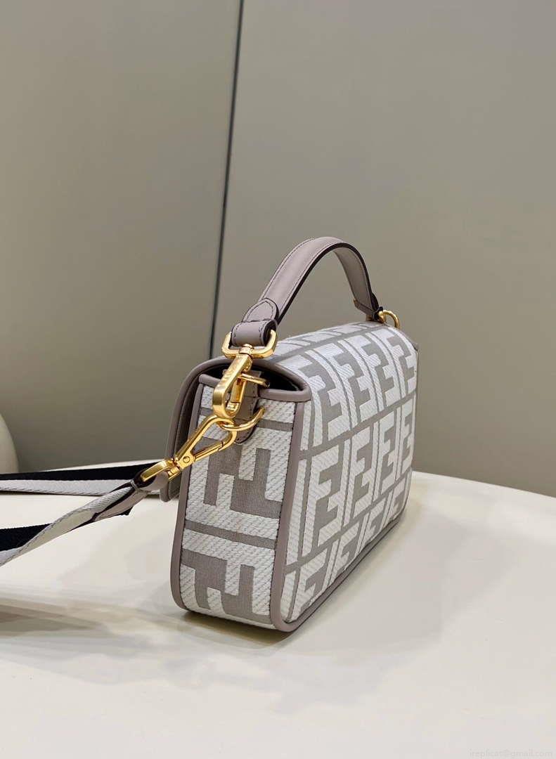 Fendi 8BR600 Baguette Medium bag with FF embroidery 0159AM Gray