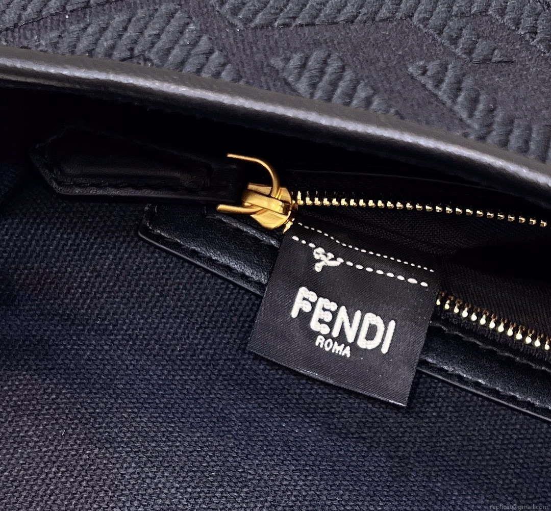 Fendi 8BR600 Baguette Medium bag with FF embroidery 0159A Black