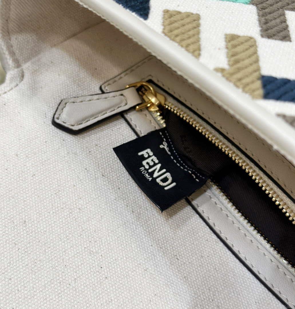 Fendi 8BR600 Baguette Medium Multicolour canvas bag with FF embroidery 0159A
