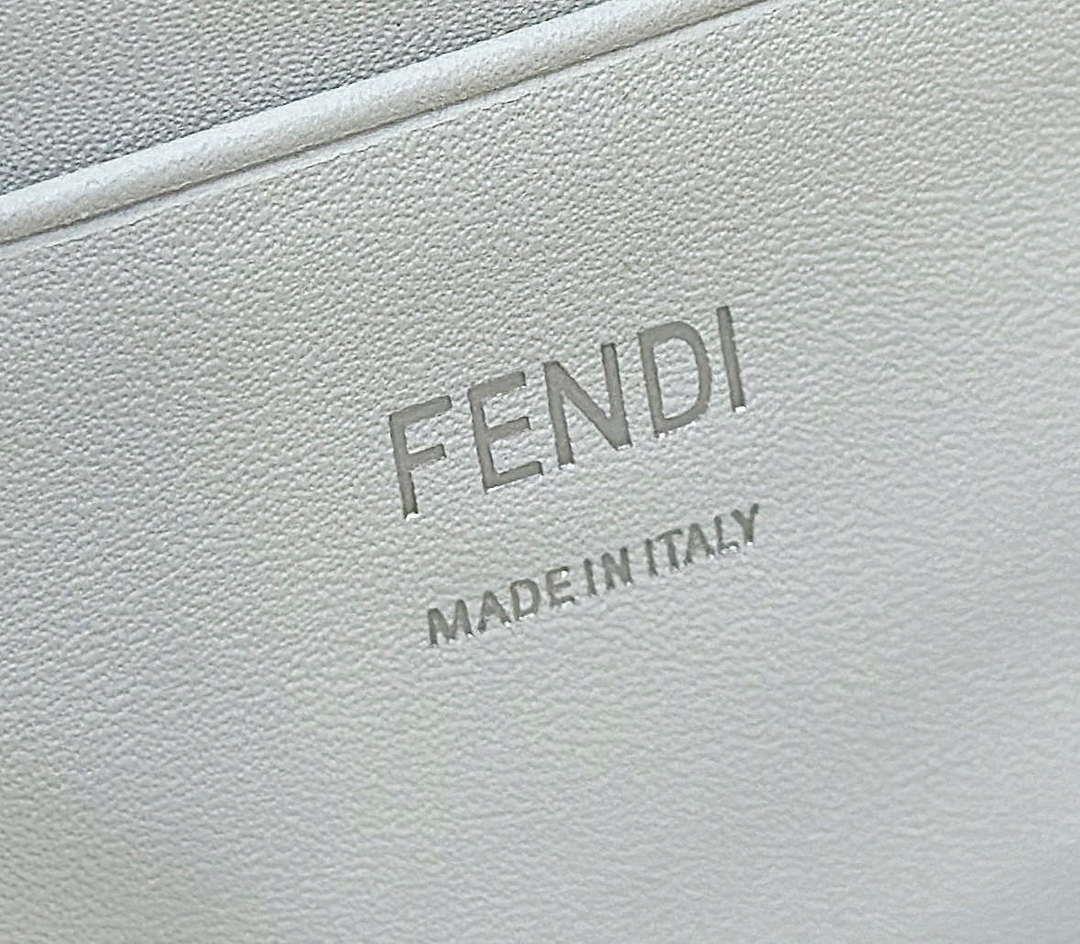 Fendi 8BS017 Mini Baguette White and black canvas bag with FF embroidery 0159BS