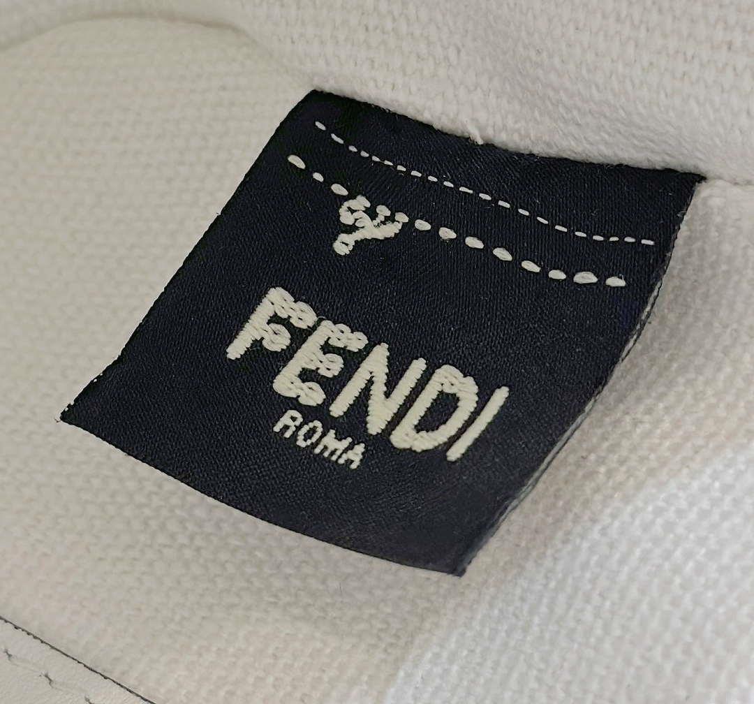 Fendi 8BS017 Mini Baguette White and black canvas bag with FF embroidery 0159BS