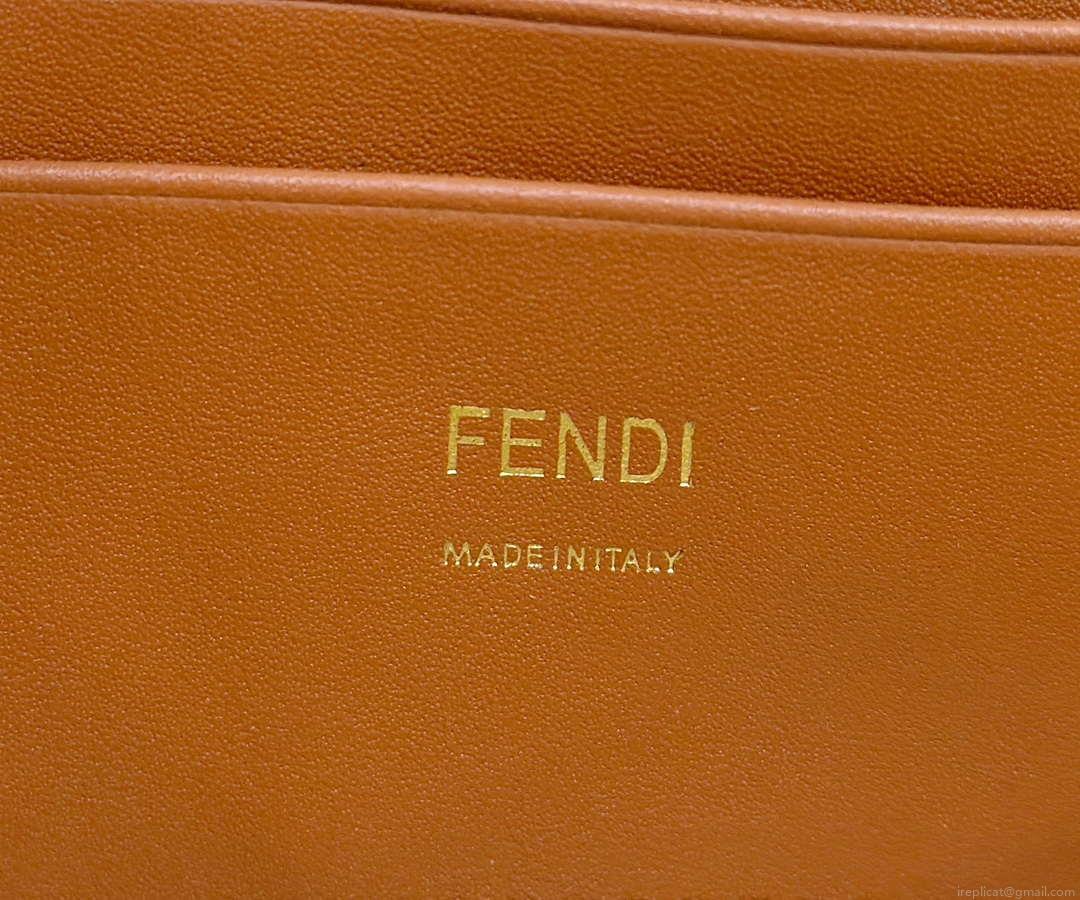 Fendi 8BS017 Mini Baguette Apricot canvas bag with FF embroidery 0159BS