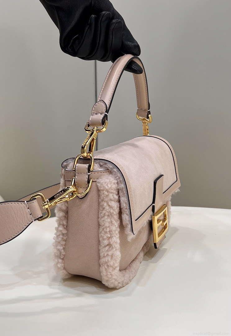 Fendi 8BR600 Baguette Medium Re-Edition bag in sheepskin Pink
