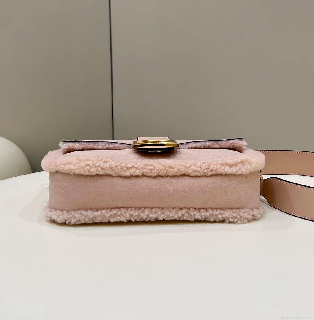Fendi 8BR600 Baguette Medium Re-Edition bag in sheepskin Pink