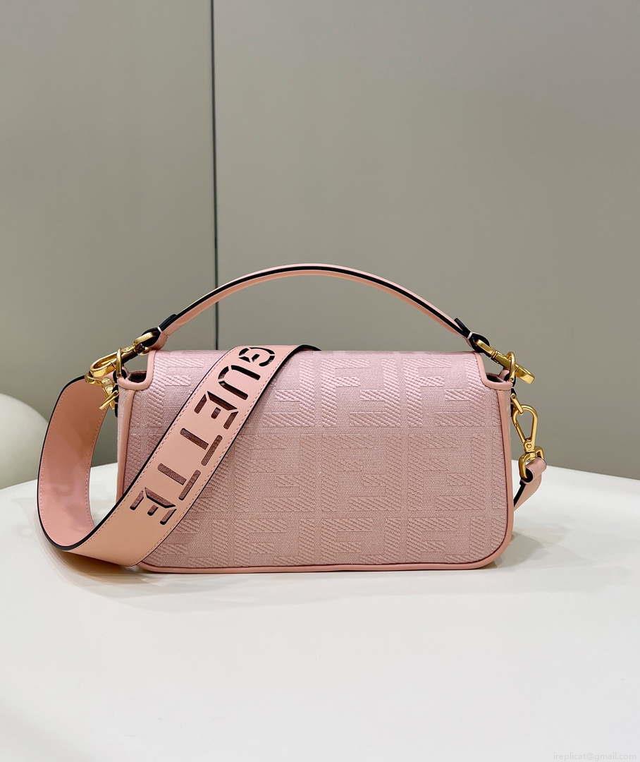 Fendi 8BR600 Baguette Medium bag with FF embroidery 8598 Pink
