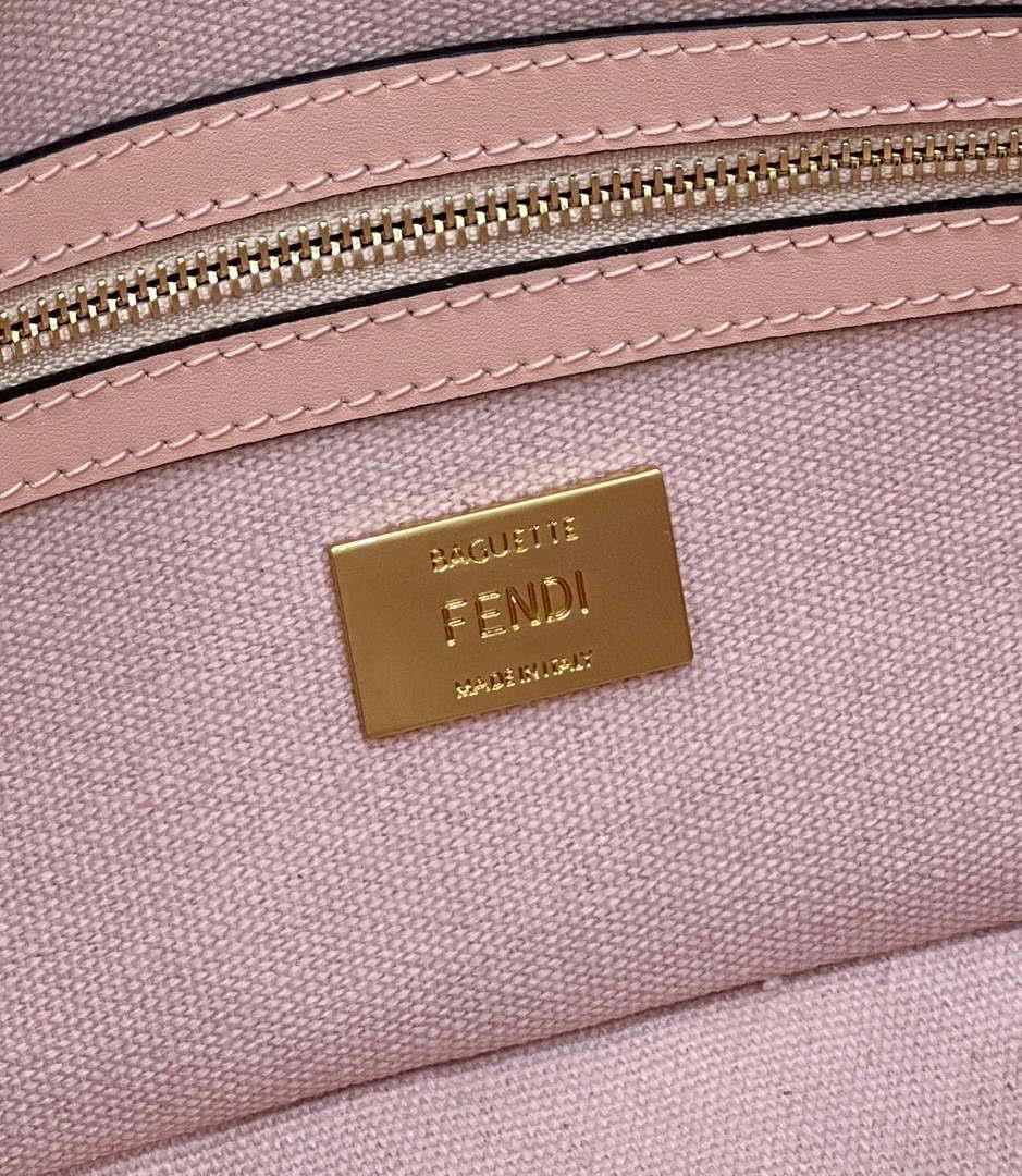 Fendi 8BR600 Baguette Medium bag with FF embroidery 8598 Pink