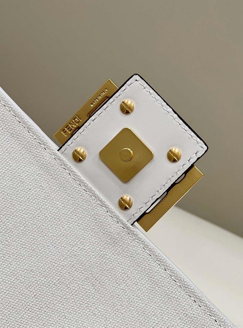 Fendi 8BR600 Baguette Medium bag with FF embroidery 8598 White