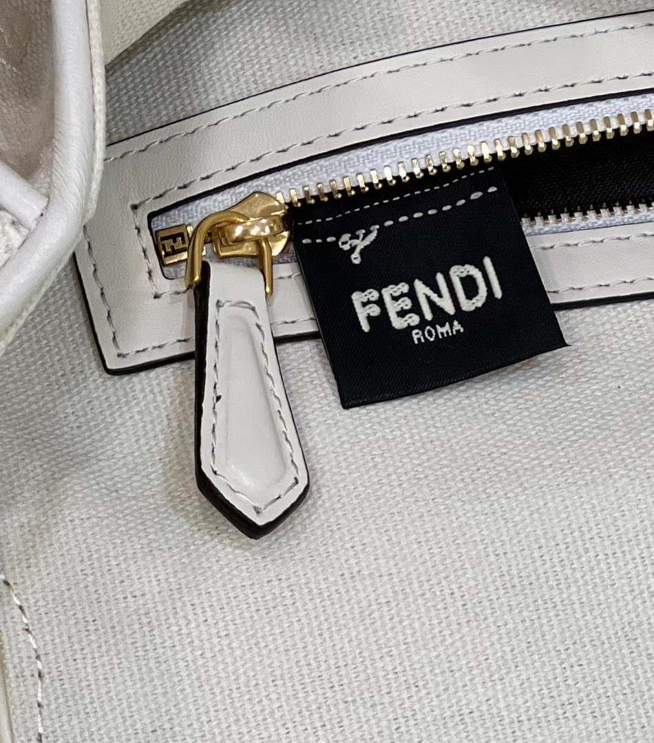 Fendi 8BR600 Baguette Medium bag with FF embroidery 8598 White