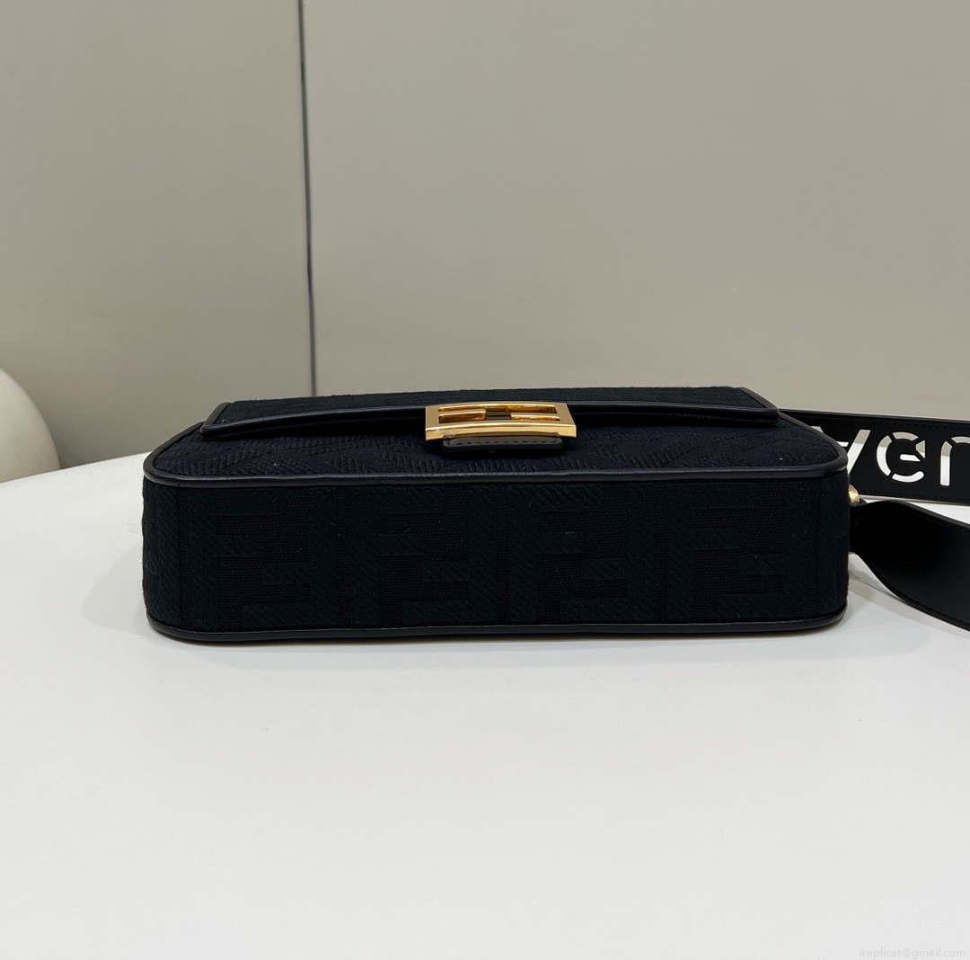 Fendi 8BR600 Baguette Medium bag with FF embroidery 8598 Black