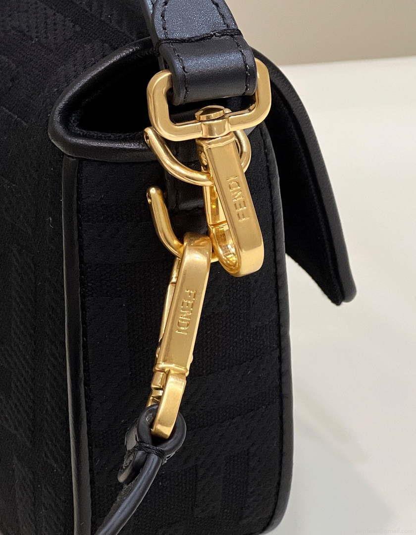 Fendi 8BR600 Baguette Medium bag with FF embroidery 8598 Black