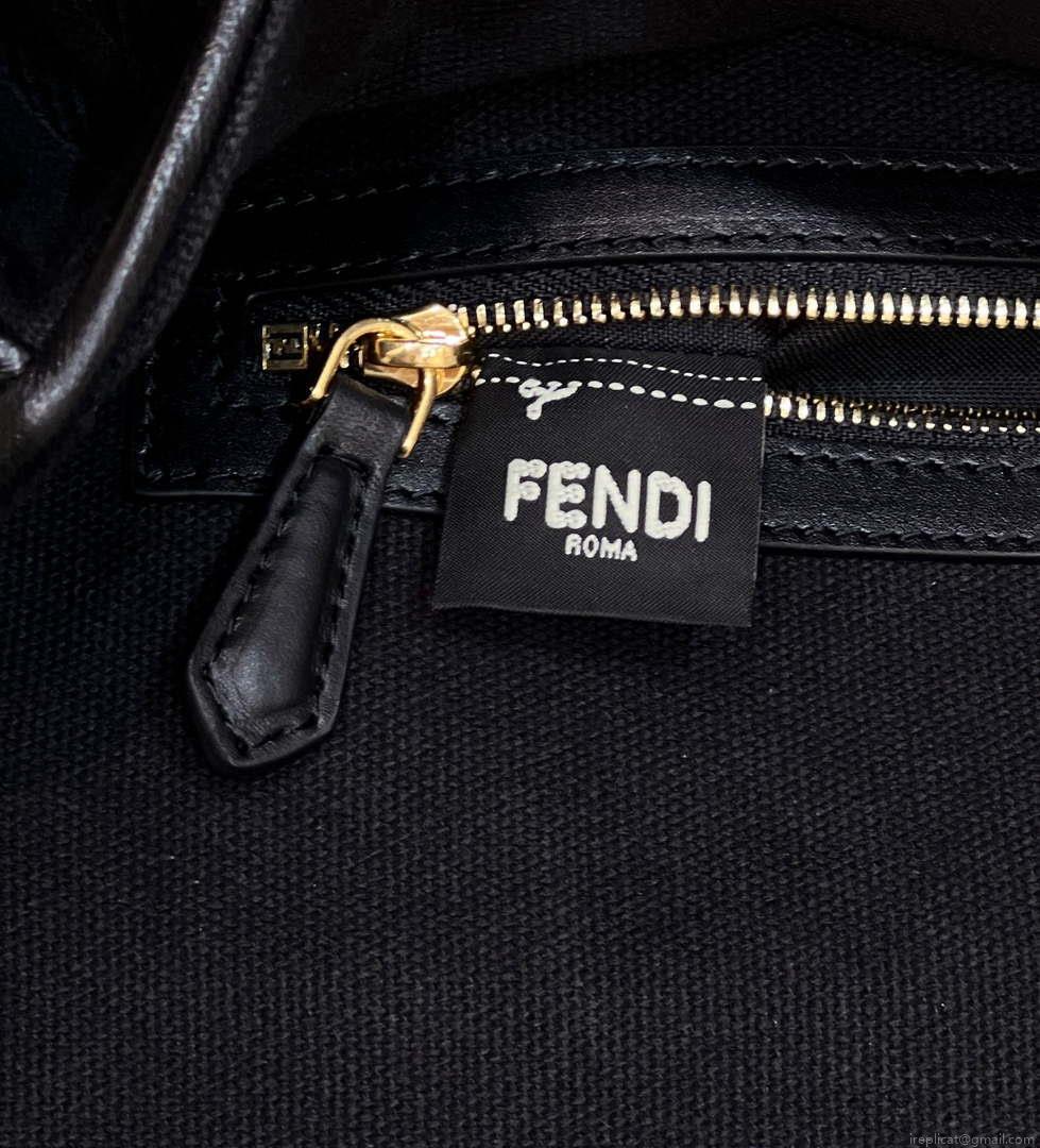 Fendi 8BR600 Baguette Medium bag with FF embroidery 8598 Black