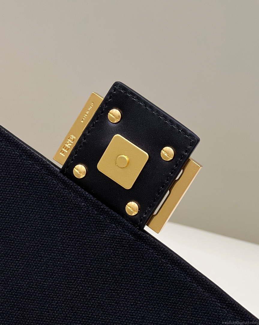 Fendi 8BR600 Baguette Medium bag with FF embroidery 8598 Black