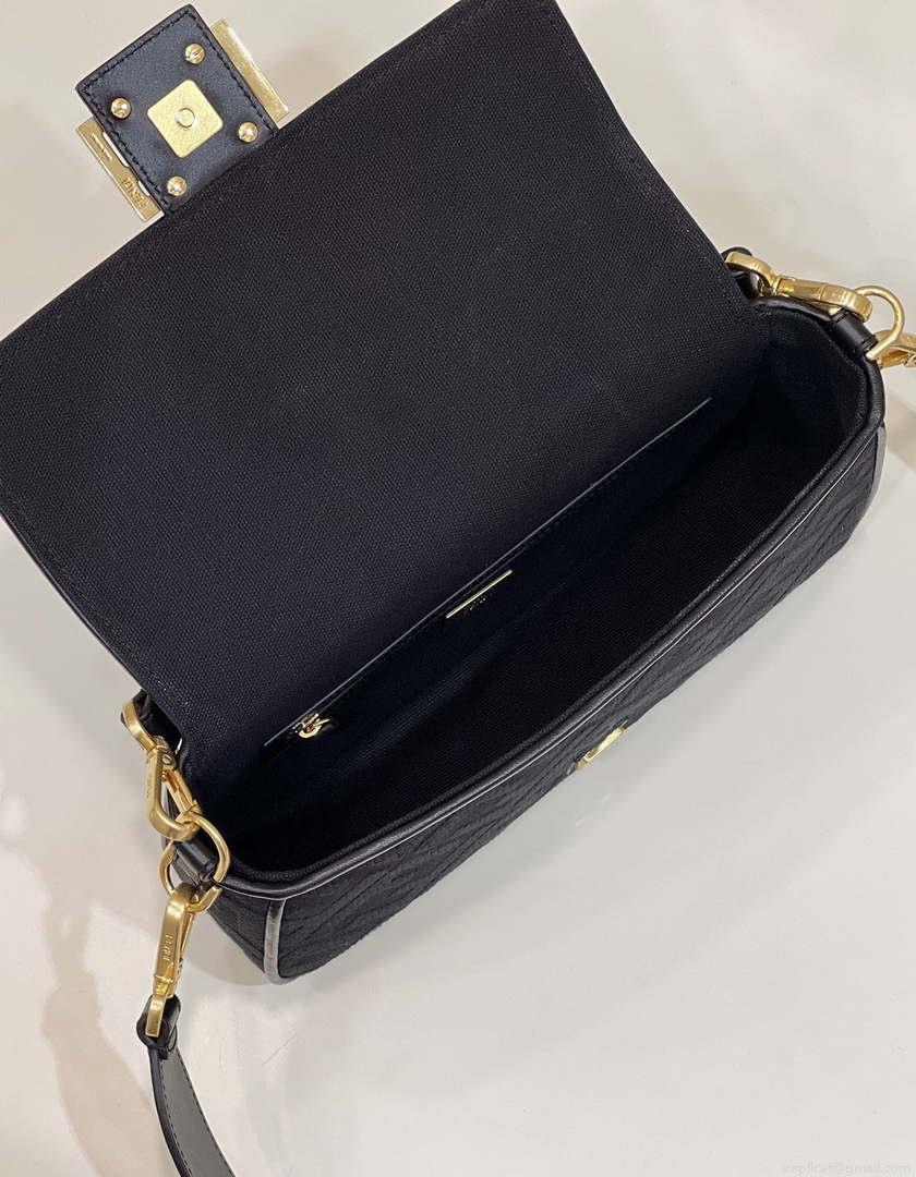 Fendi 8BR600 Baguette Medium bag with FF embroidery 8598 Black