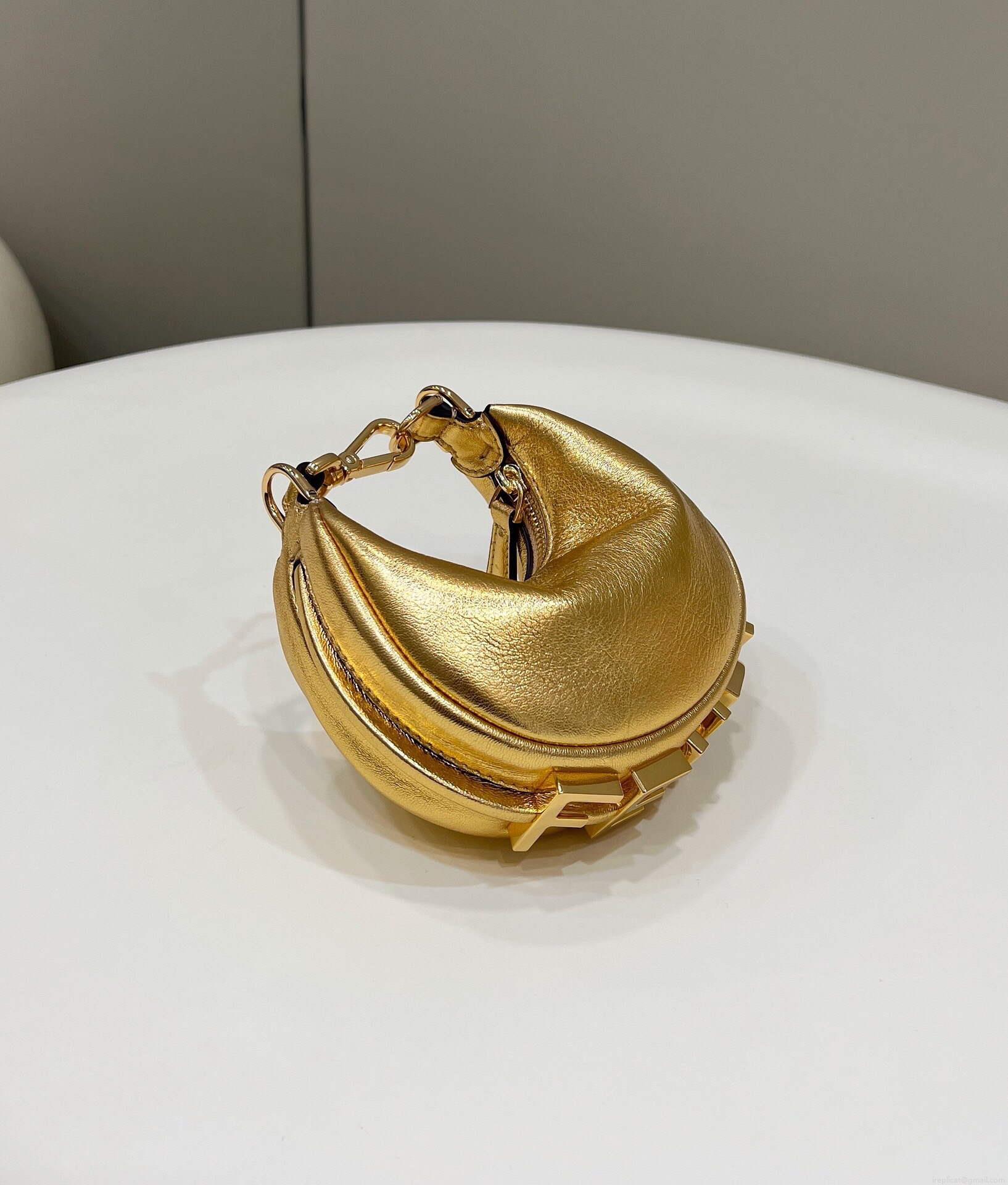 Fendi 7AS089 Nano Fendigraphy Gold leather Charm 80056S