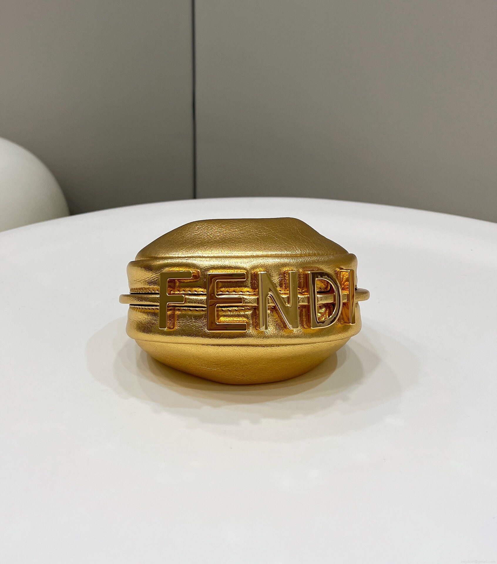 Fendi 7AS089 Nano Fendigraphy Gold leather Charm 80056S