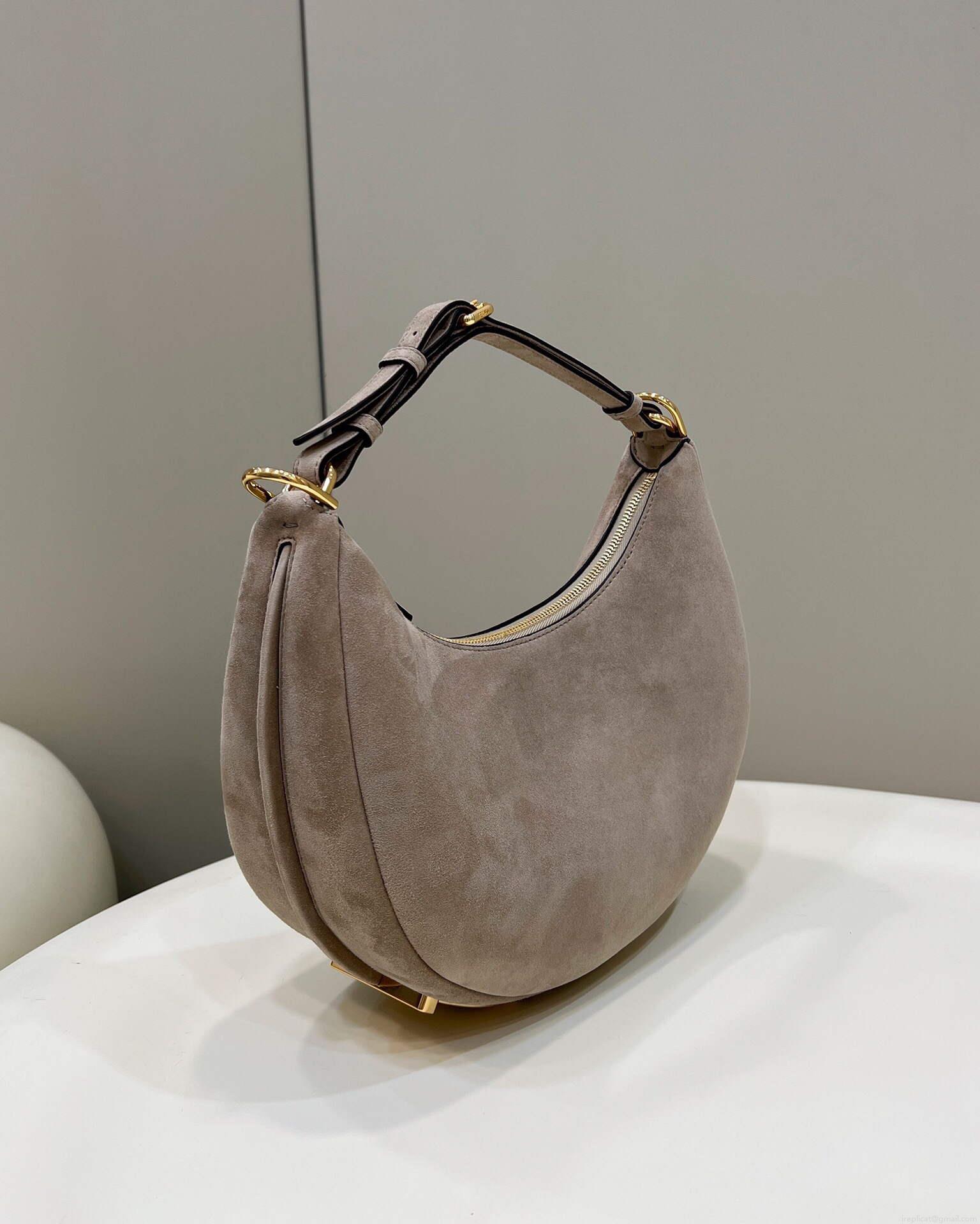 Fendi 8BR798 Fendigraphy Small 80056M Khaki Sheep Gold leather Bag