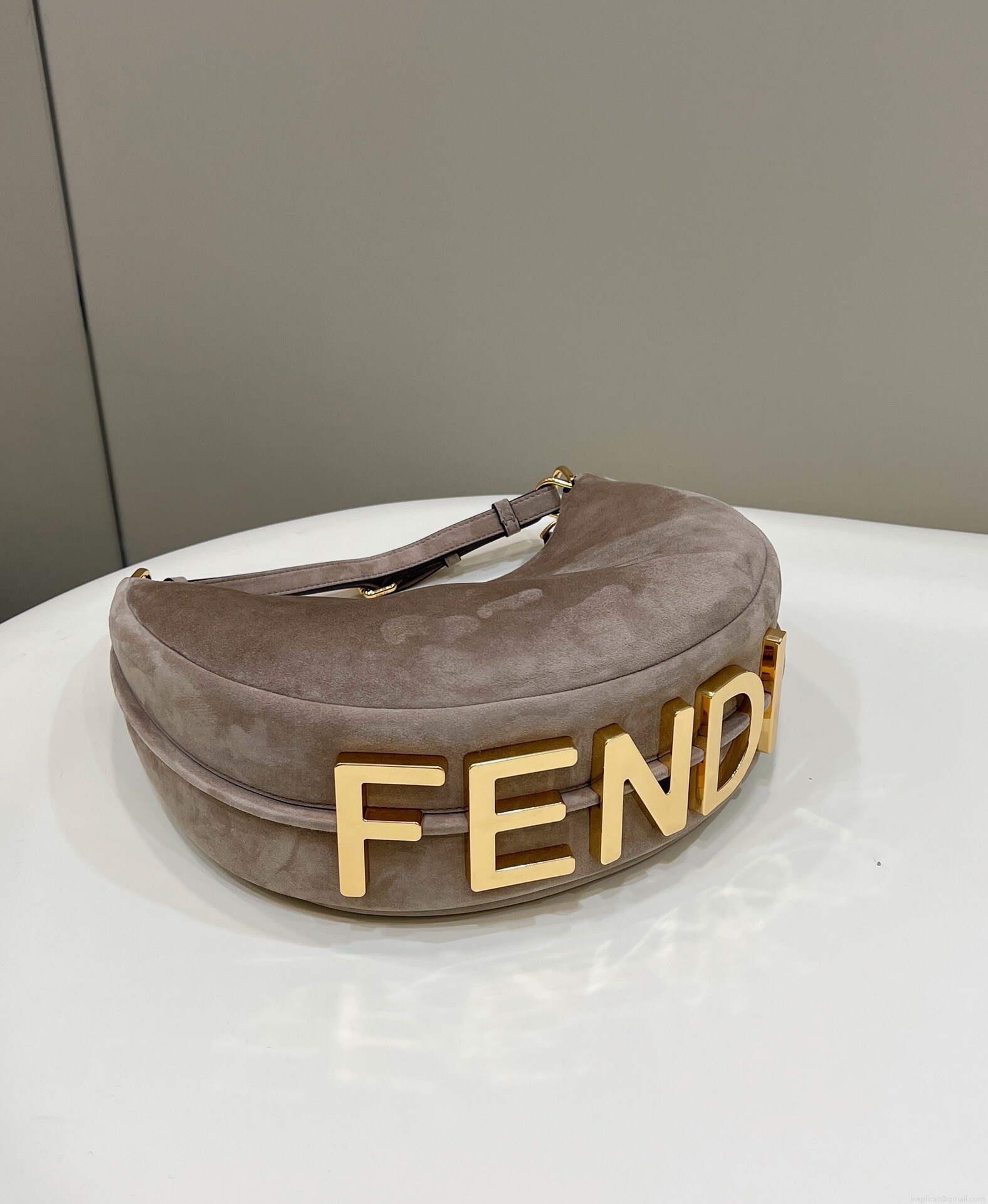Fendi 8BR798 Fendigraphy Small 80056M Khaki Sheep Gold leather Bag