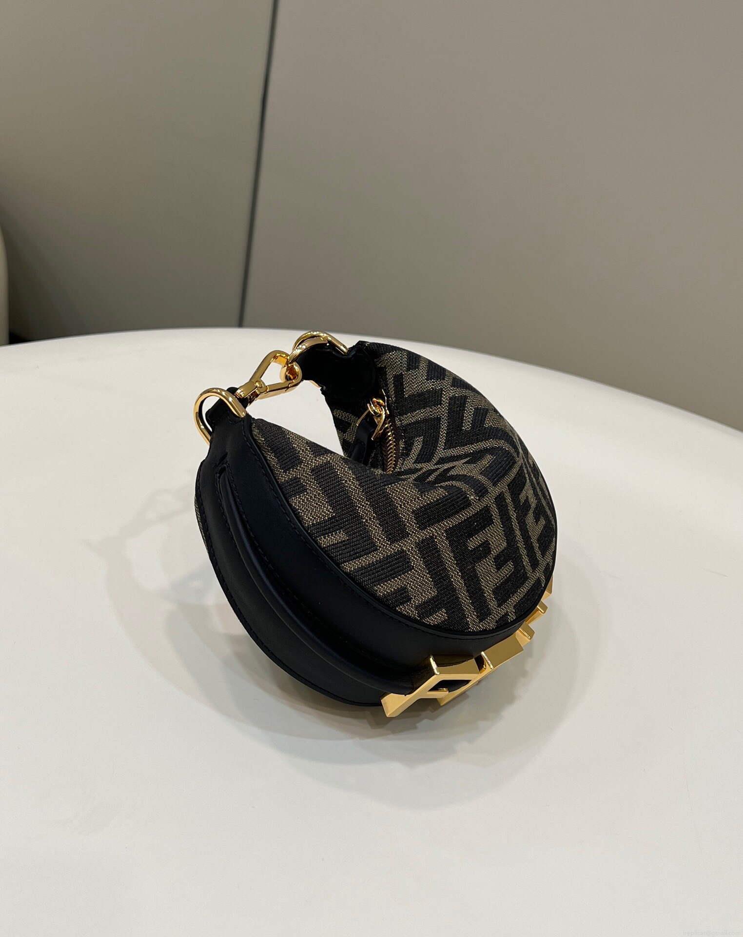 Fendi 7AS089 Nano Fendigraphy coffee Brown leather Charm 80056S