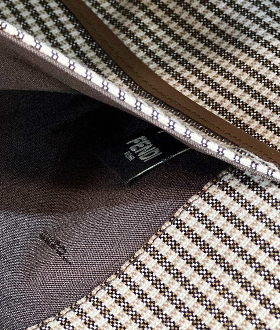 Fendi 8BH374 X-Tote Brown houndstooth wool shopper with FF embroidery 8589