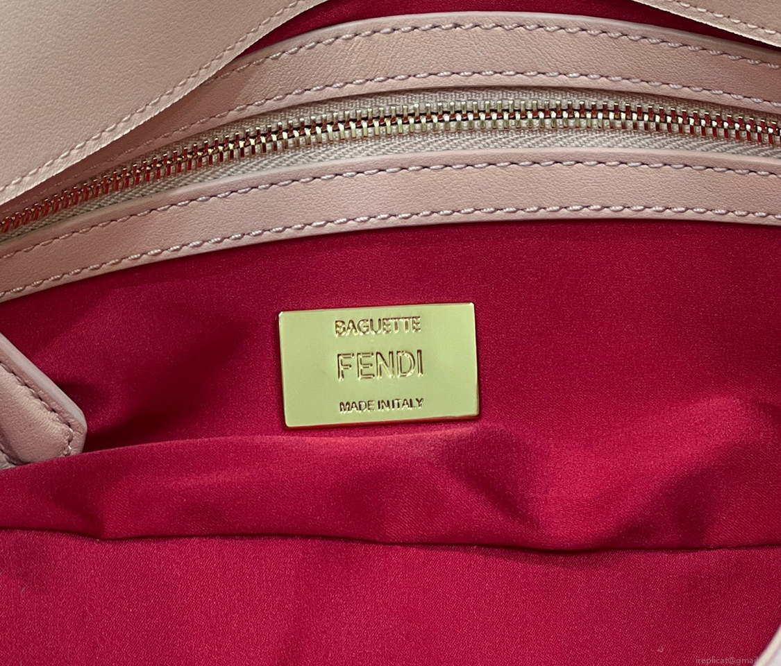Fendi 8BR600 Medium Baguette Pink sequin and leather bag 8601