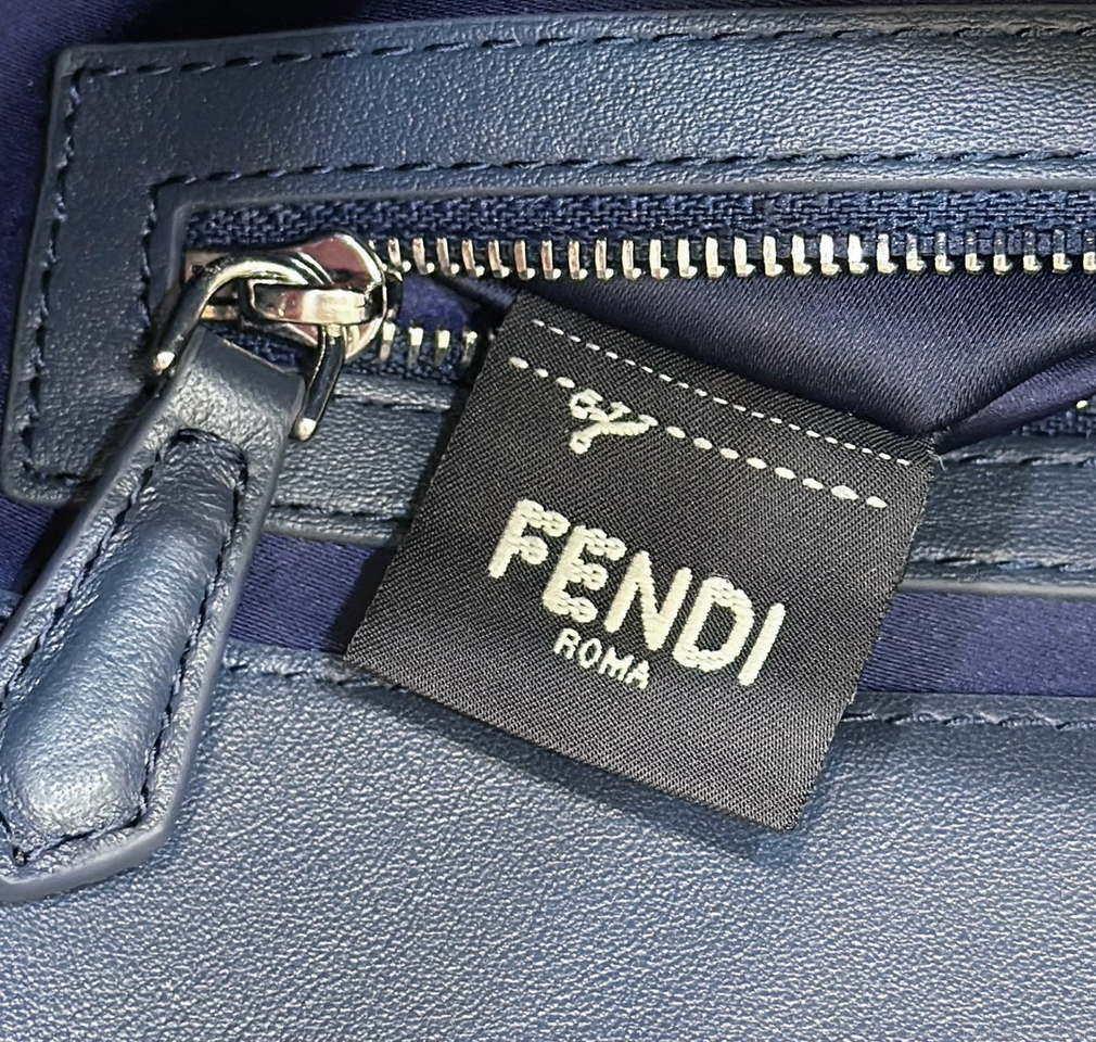 Fendi 8BR600 Medium Baguette Dark and mid blue sequin and leather bag 8601