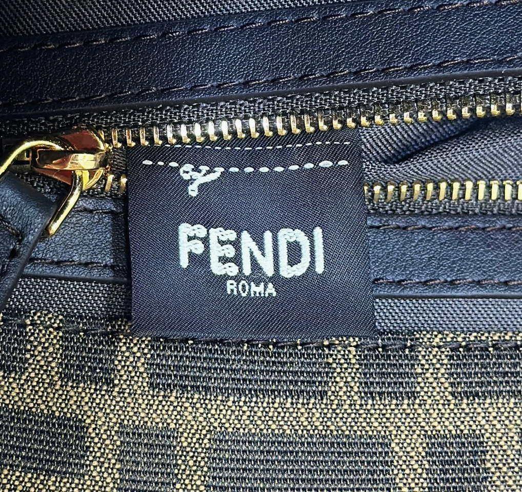 Fendi 8BR600 Medium Baguette Brown FF jacquard fabric bag with sequins