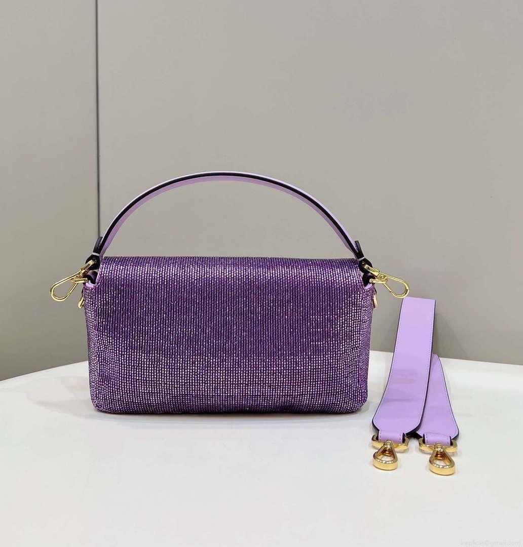 Fendi 8BR600 Medium Baguette Beads Purple leather Bag 8599